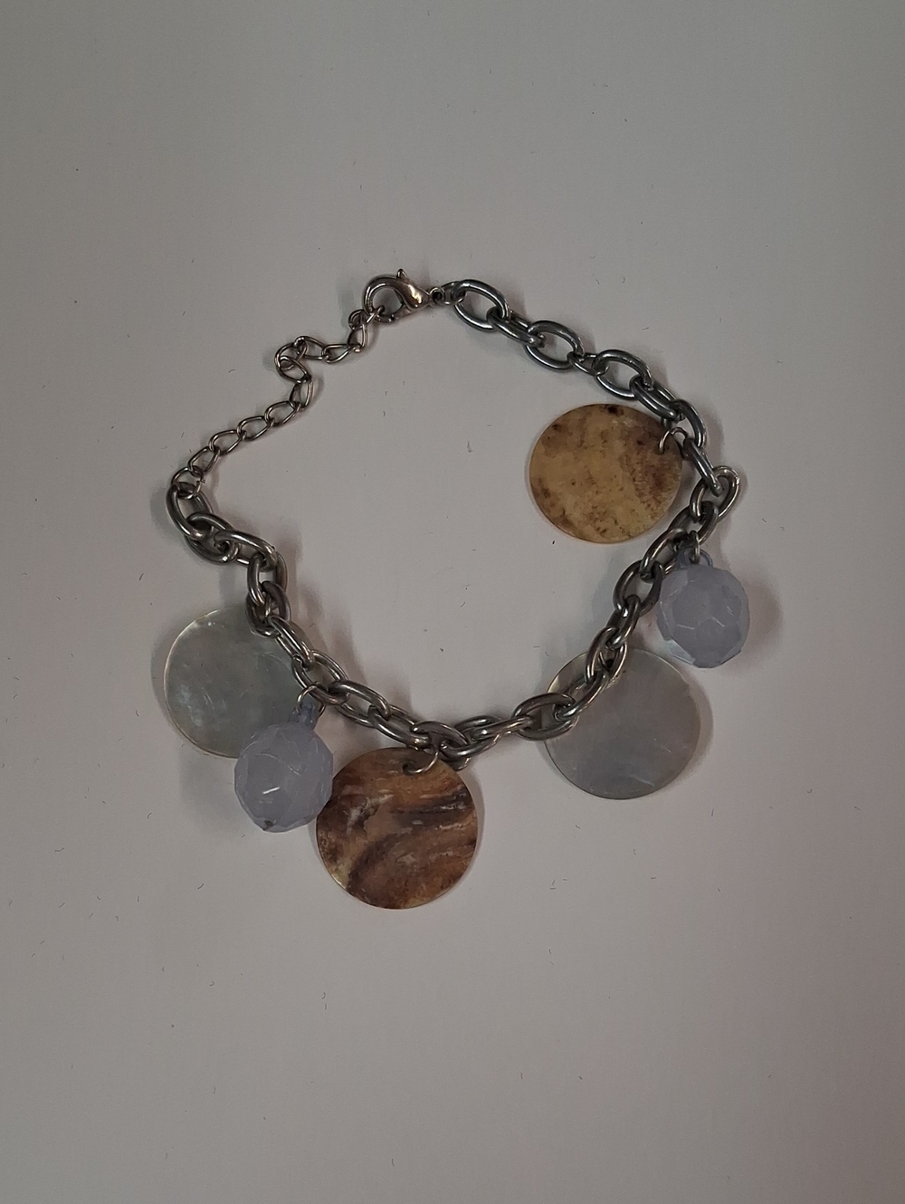 Mixed Disc Charm Bracelet with Lavender Beads